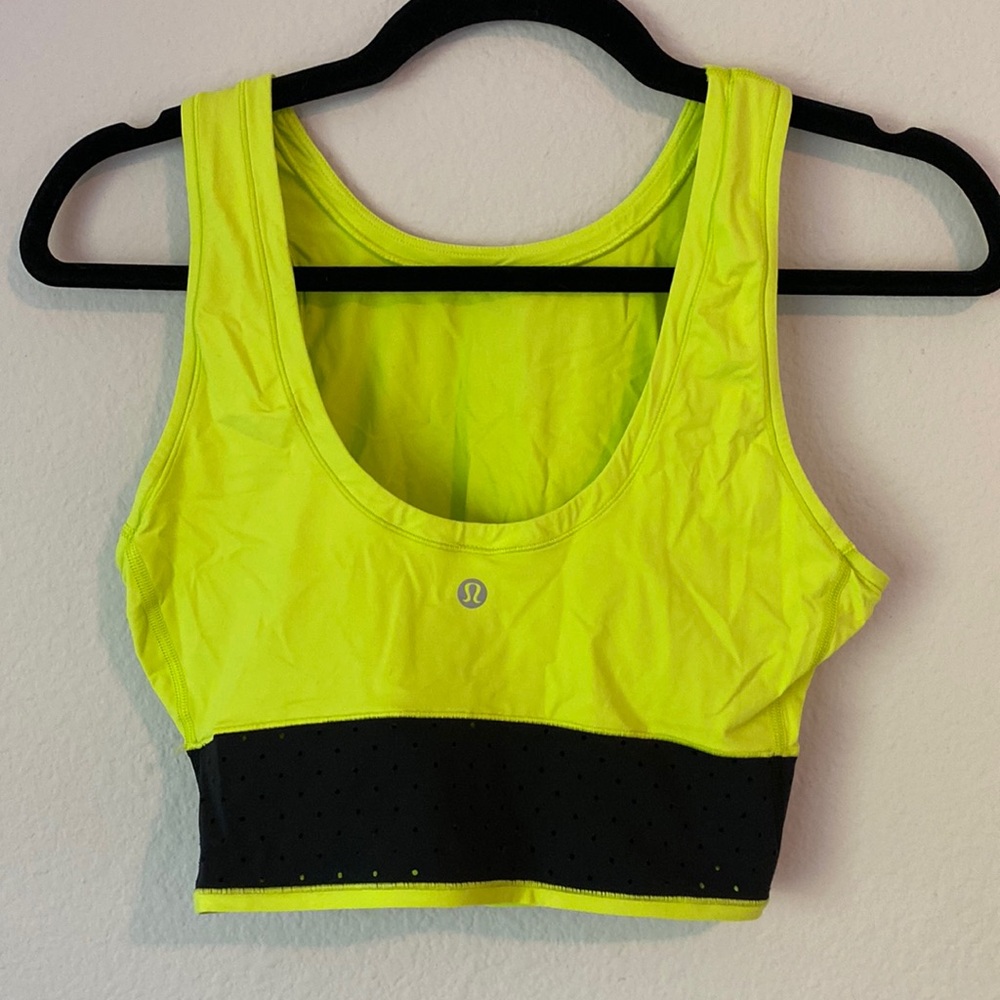 Lululemon neon yellow crop tank/bra - size 4